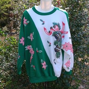 Nut Cracker Women's Size 24 Christmas Sweatshirt Mistletoe Vintage Green White